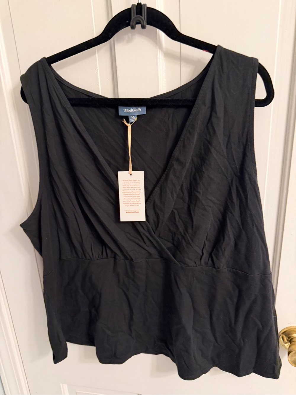 Modcloth Black Draped V-Neck Sleeveless Tank